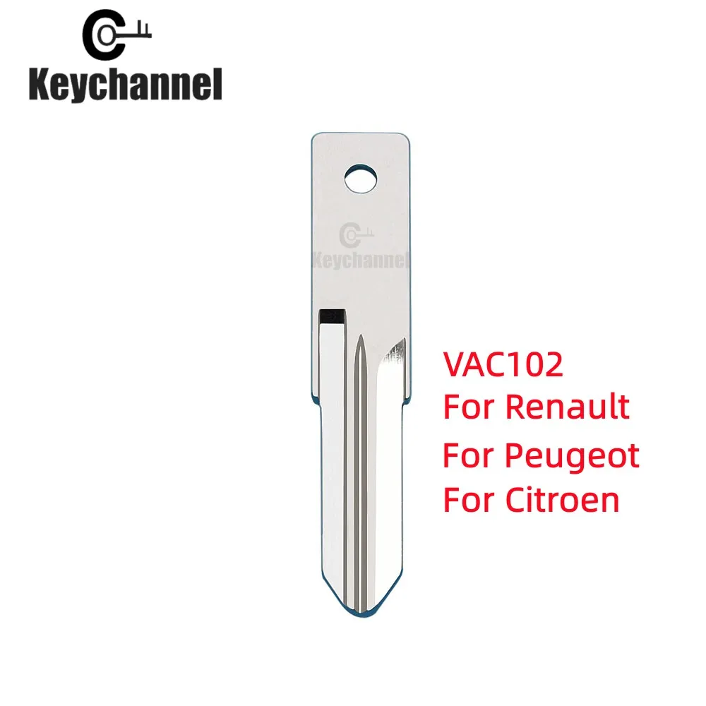 Keychannel  10/20/30PCS Uncut Metal Key Blade Original VAC102  Remote Blank for Renualt Megane Modus Espace Laguna Duster Logan