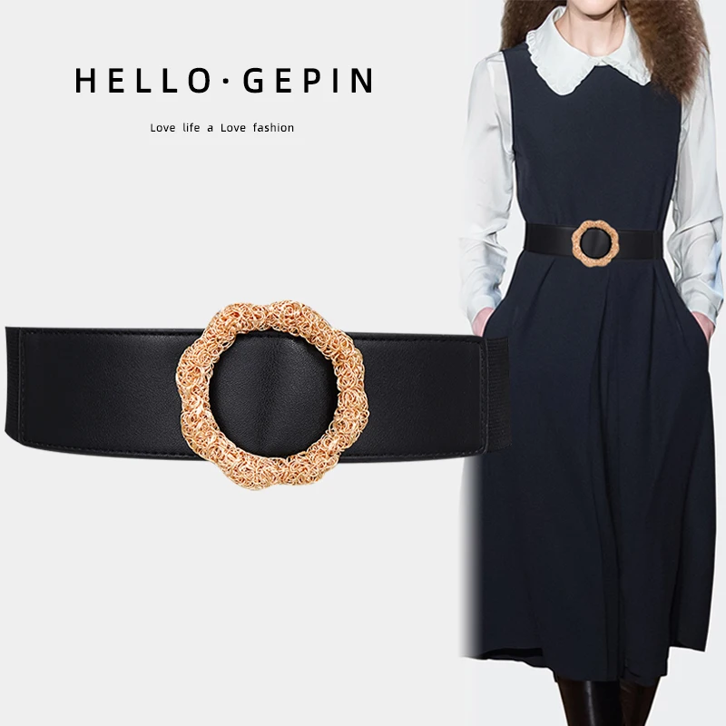 

X6065 Lady Leather Waistbelt Waist-sealing Lady Decorative Coat Belt Outside Girls Chain Belt Genuine Girdle Waist Chain
