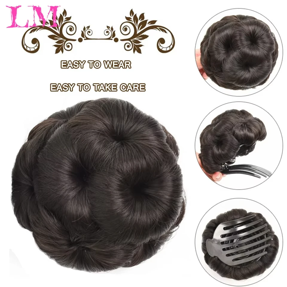 Synthetic Black High Temperature Fiber Hair Bun for Women