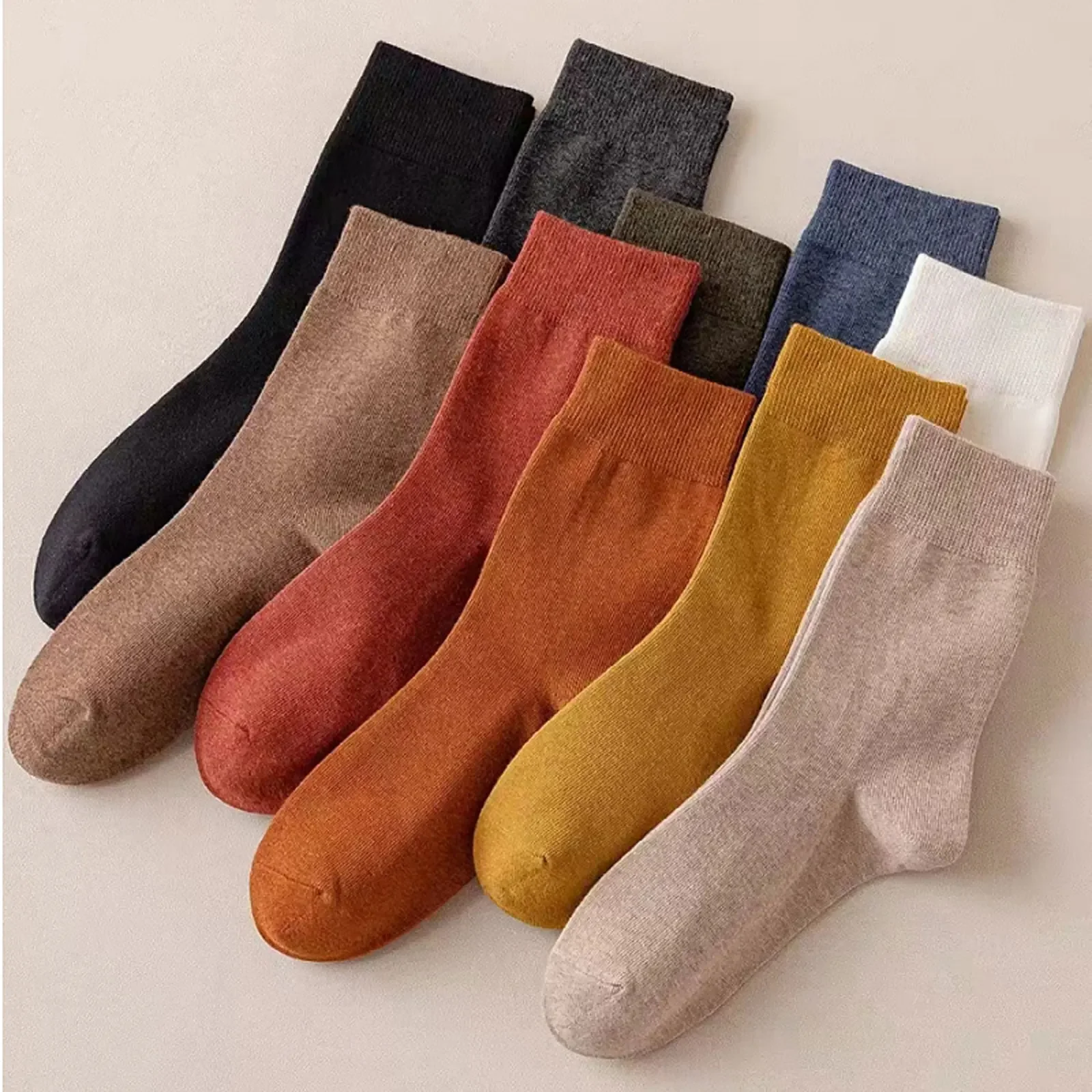 

Of Socks Mid-Calf Socks Solid Color 5 Cotton Pairs Women's Sweat-Absorbing Casual Comfortable Autumn Winter Socks Breathable