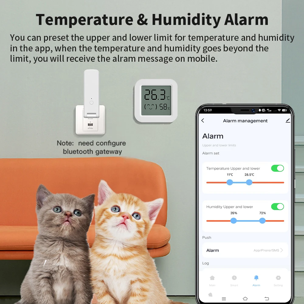 Smart Temperature Sensor Mini LCD Display Bluetooth APP Remote Control