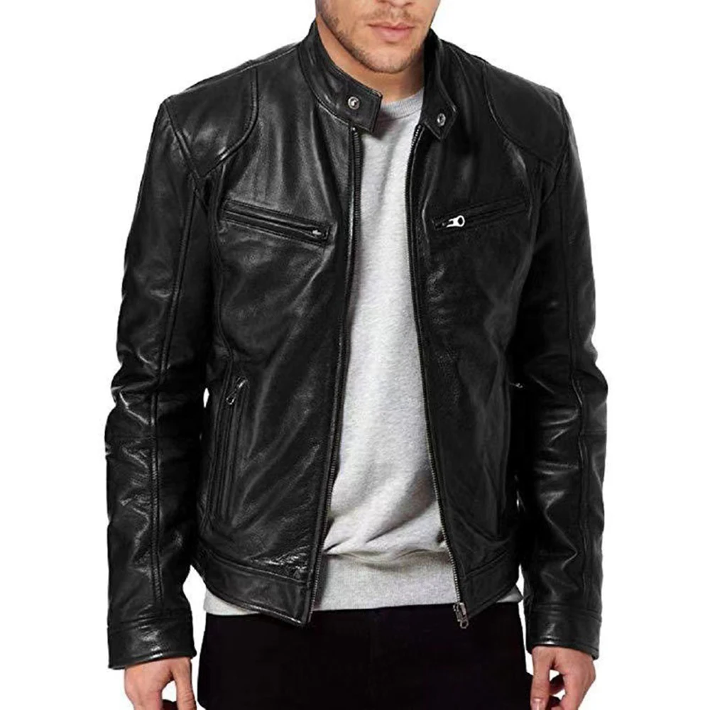 Men PU Leather Motorcycle Jacket Motocross Jacket Chaqueta Moto Spring Autumn Motorbike Riding Protective Gear S-5XL SIZE