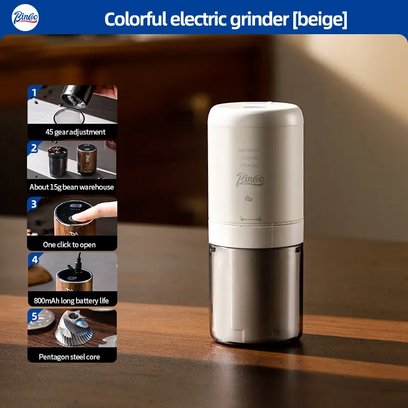 مطحنة قهوة كهربائية من BINCOO قابلة للشحن عبر USB-...