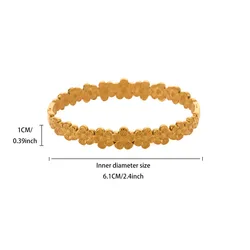 Elegant Gold - Tone Vintage Flower Bangle Bracelet for Women - Stainless Steel Jewelry Gift (B2496G)