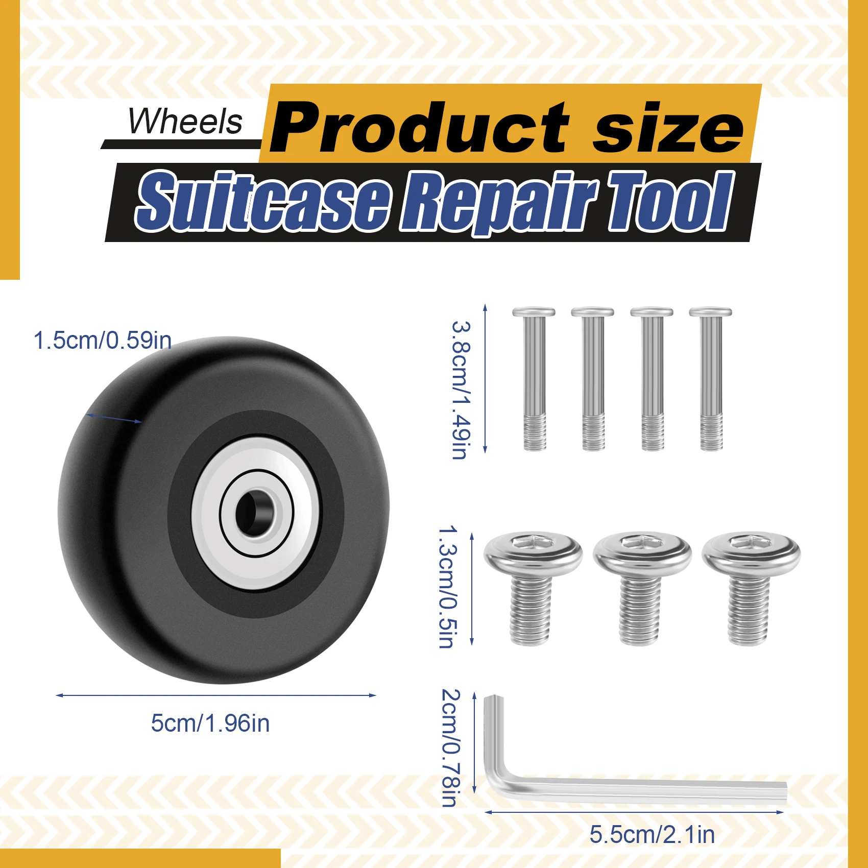 Tire Changing Tool Kit OD 50mm 4 Sets of Luggage Suitcase Replacement Wheels Axles Deluxe Repair Tool