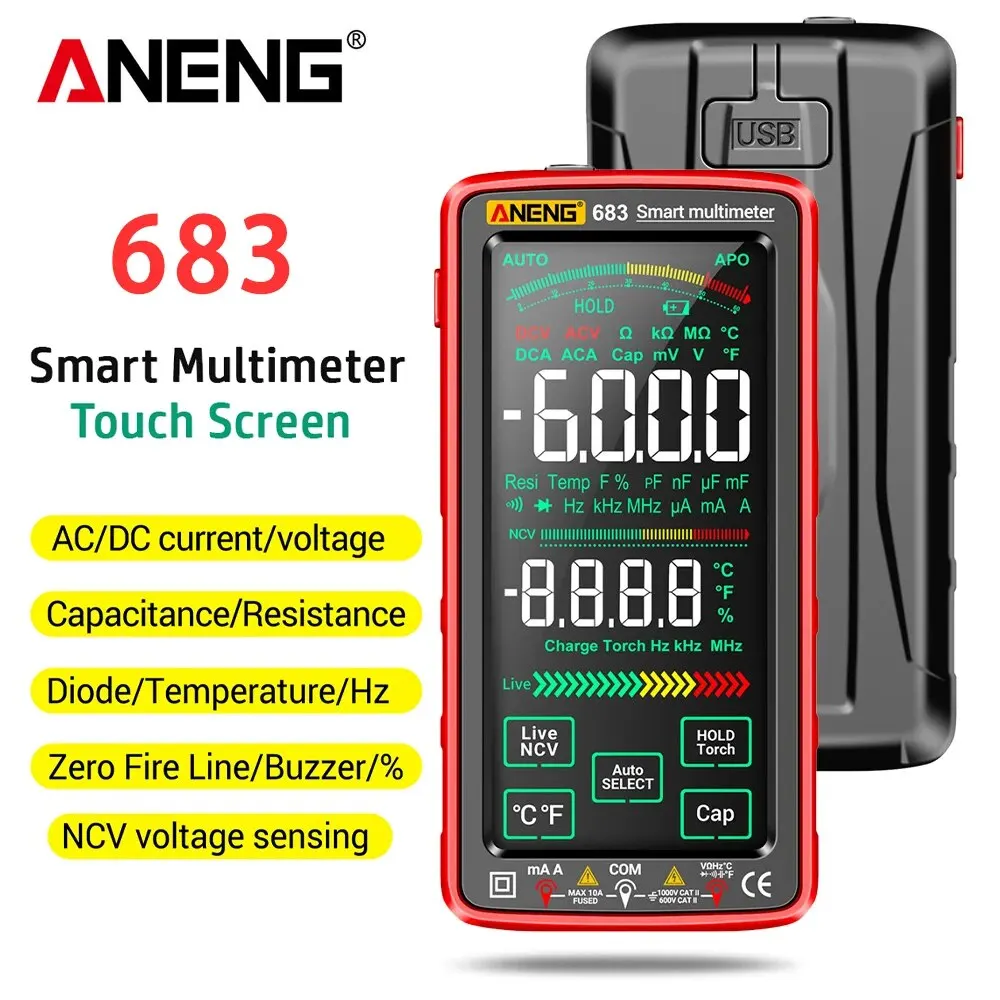 ANENG 683 6000 Counts Multimetro  Smart Multimeter High-end Touch  Test Rechargeable Multitester AC/DC Voltage Tester Current To