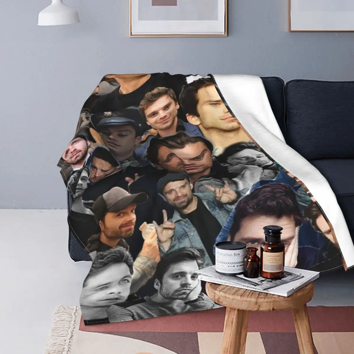 

Anime Plaid Sebastian Stan Blankets Sofa Cover Coral Fleece Plush Print Warm Throw Blankets for Sofa Office Plush Thin Quilt