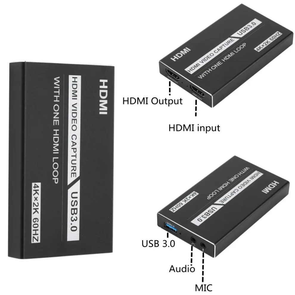 LccKaa USB 3.0 비디오 캡처 카드, HDMI 호환 1080P 60fps HD 비디오 녹음기 그래버, OBS 캡처 게임 카드 라이브용, 4K 60hz
