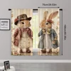 2pcs, Popular Curtain Panels 2D print Two rabbits holding hands Machine Washable Fabric (without rod) Thermal Insulation, and 3