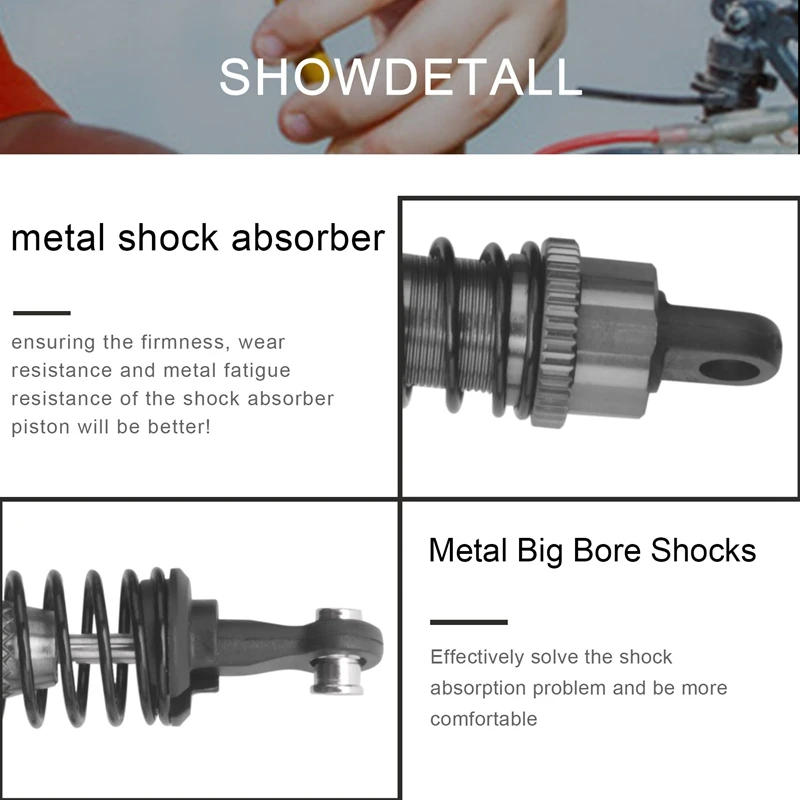 4Pcs 알루미늄 조립 댐퍼 교체 A949-55 1/18 RC 자동차 A959 A979 K929 A959-B A969-B A979B (회색)-PZZW