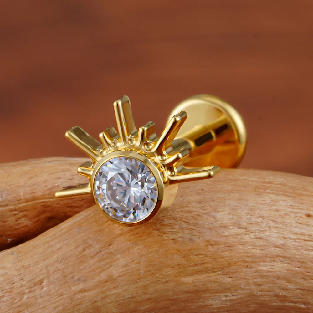 Right Grand ASTM F136 Titanium Starburst Half with CZ