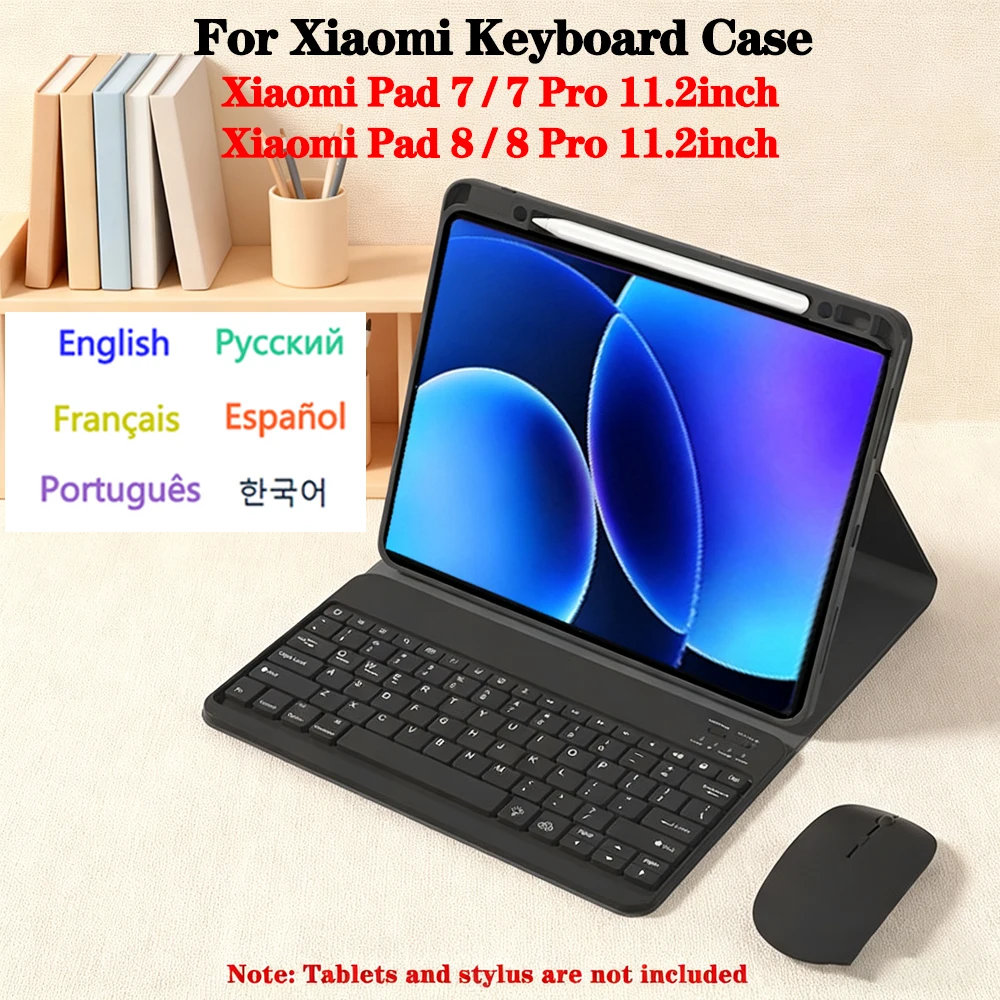 Étui pour Xiaomi Pad 8/8 Pro 11,2 pouces, clavier Bluetooth détachable avec étui porte-crayons pour Xiaomi Pad 7/7 Pro 11,2 pouces