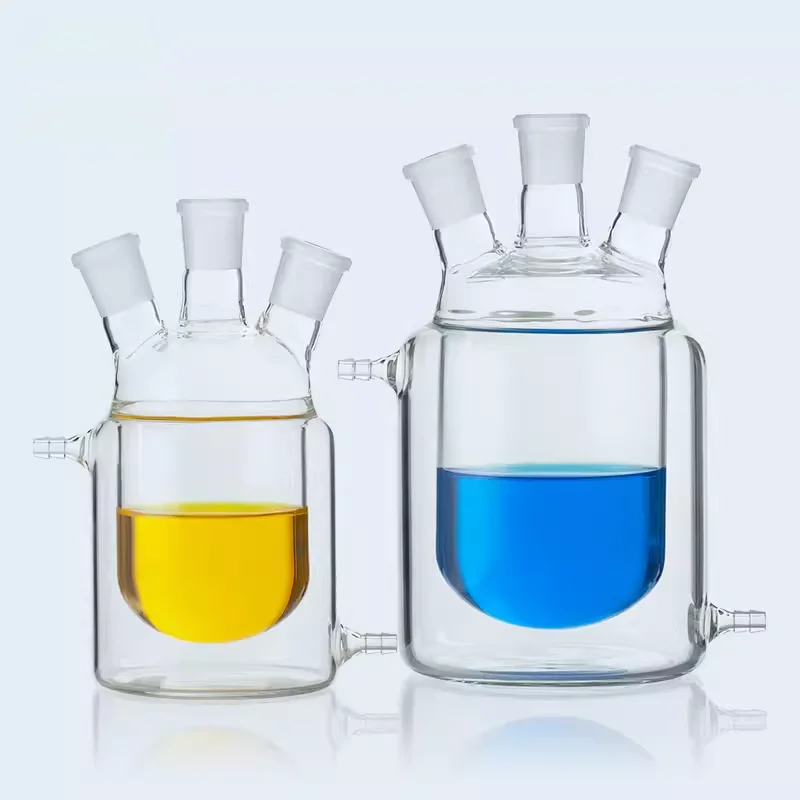 3 넥 재킷 반응 플라스크 이중층 반응기 유리 재킷 반응 플라스크, 50 ml, 100 ml, 250 ml, 500 ml, 1000 ml, 2000 ml, 3000 ml, 5000ml