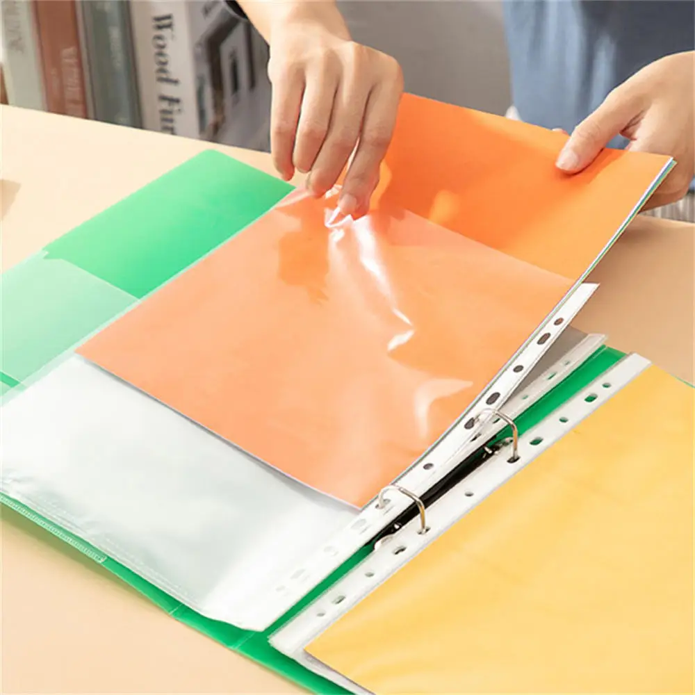 A4 Transparent File Folder Display Book 2 Hole Binder Folders Pink Blue Black Waterproof Document Organizer Ring Binder