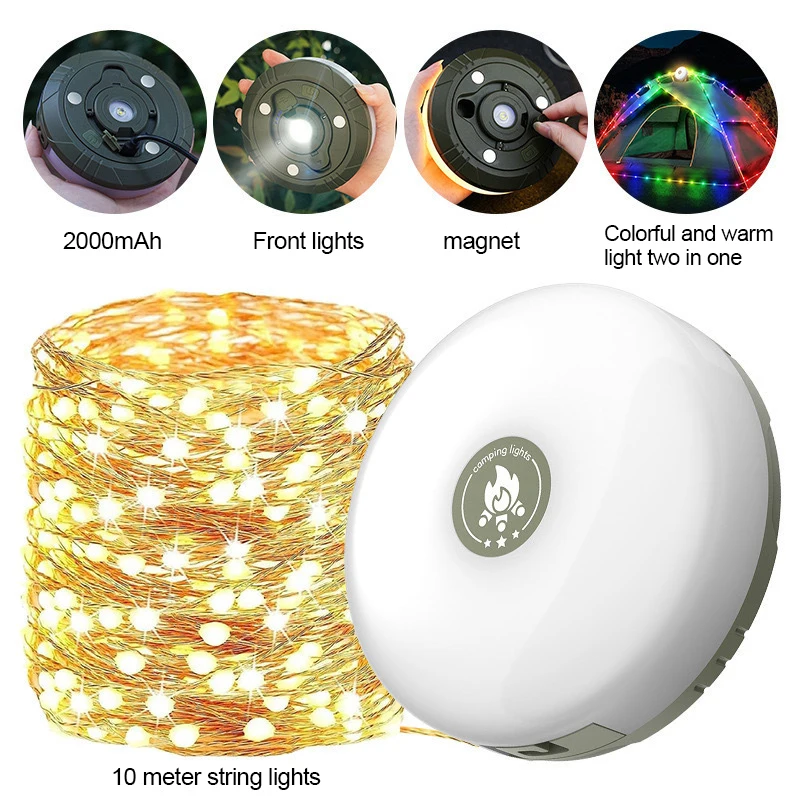 LED Garland Camping Light With Retractable Campify Lamp String Lights for Party Tent Lighting