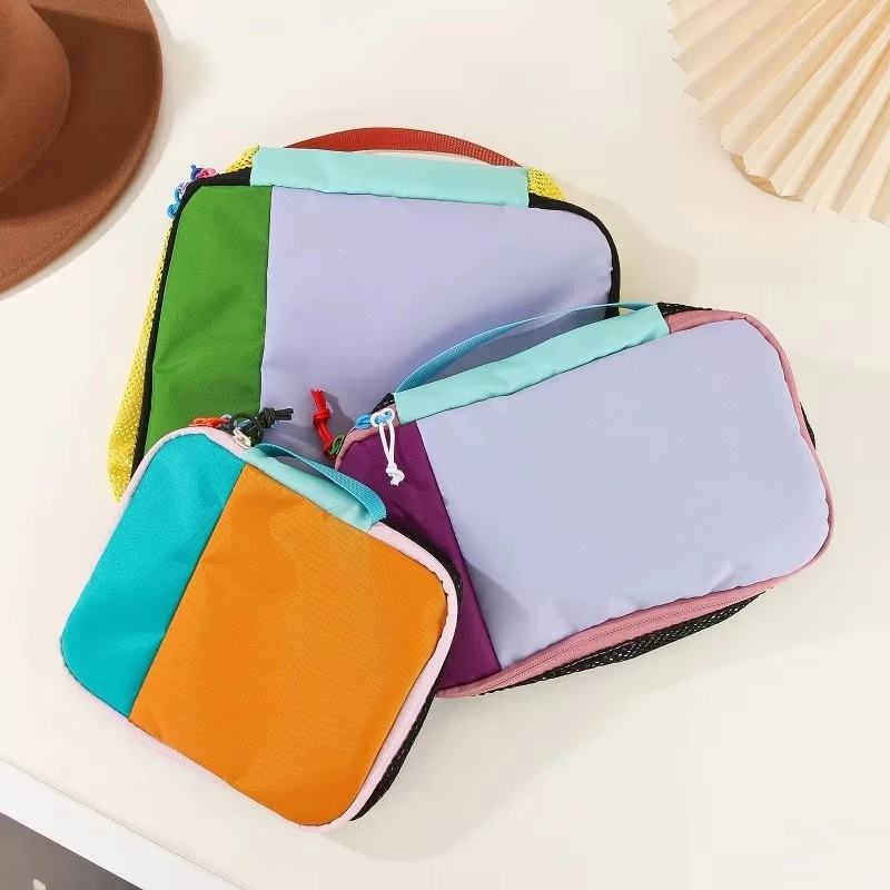 Multicolor Patchwork Waterproof Travel Toiletry Bag Set - Portable Cosmetic Storage and Outdoor Gym Organizer