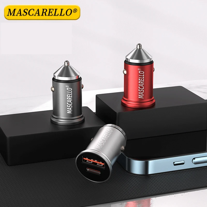 

Mascarello USB Car Charger Quick Charge 4.0 3.0 FCP SCP USB PD For Xiaomi iPhone 12 13 14 15Pro Fast Charging Car Phone Charger