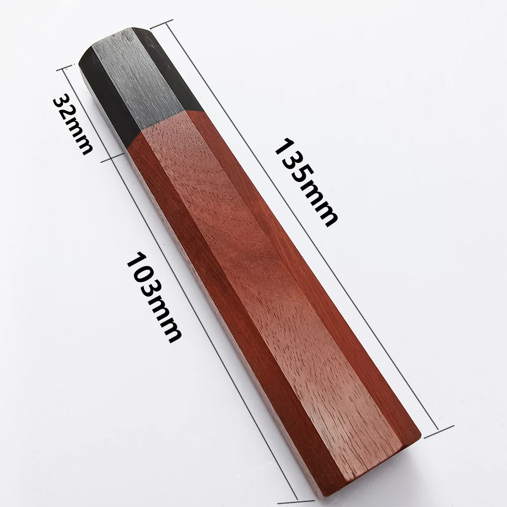 1piece Red Sandalwood + Ebony Octagonal Knife Handle for DIY Semi-finished Damascus Knife Handle Material Kitchen Knife Handle