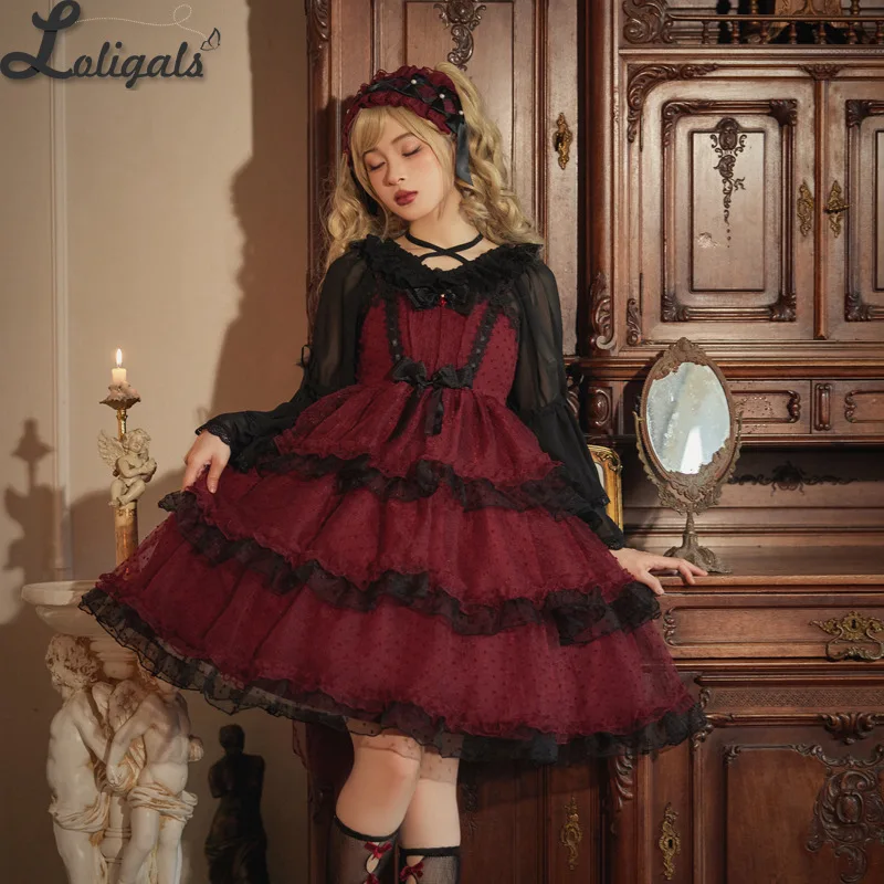Abito Lolita Gotico Rosa E Bianco Con Volant - Costume Cosplay Da Alice O Belle