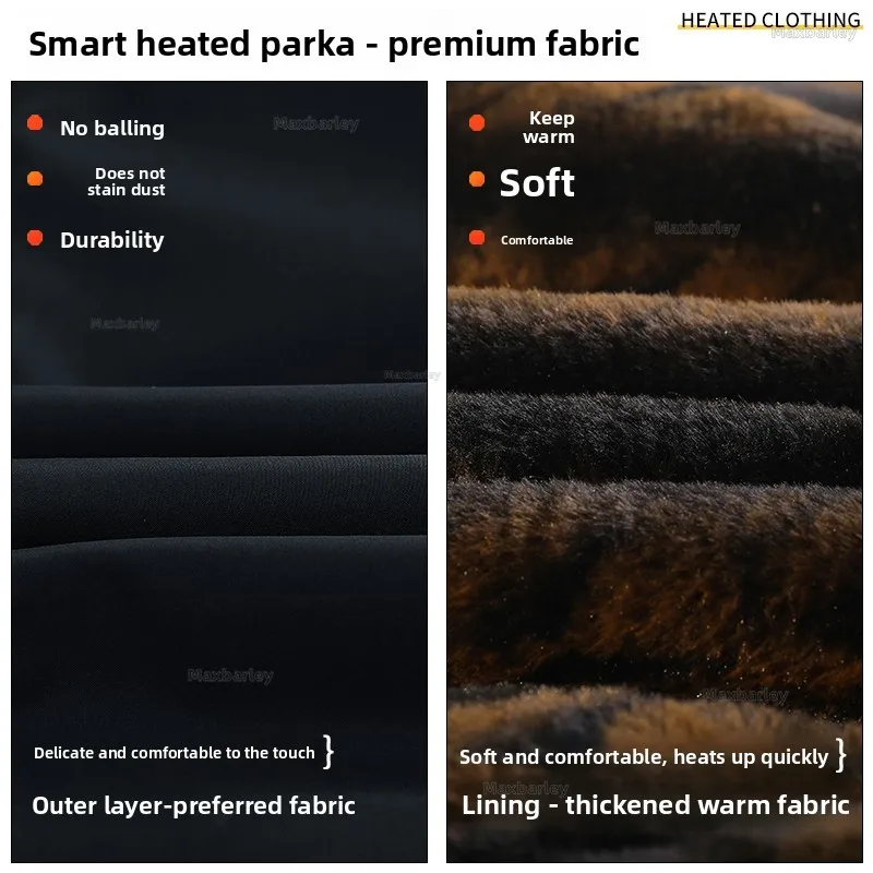 USB Smart Heating Jacket Men Winter Extreme Cold Ski Heated Cotton Jacket USB Constant Body Thermal Graphene Fleece Thermal Coat