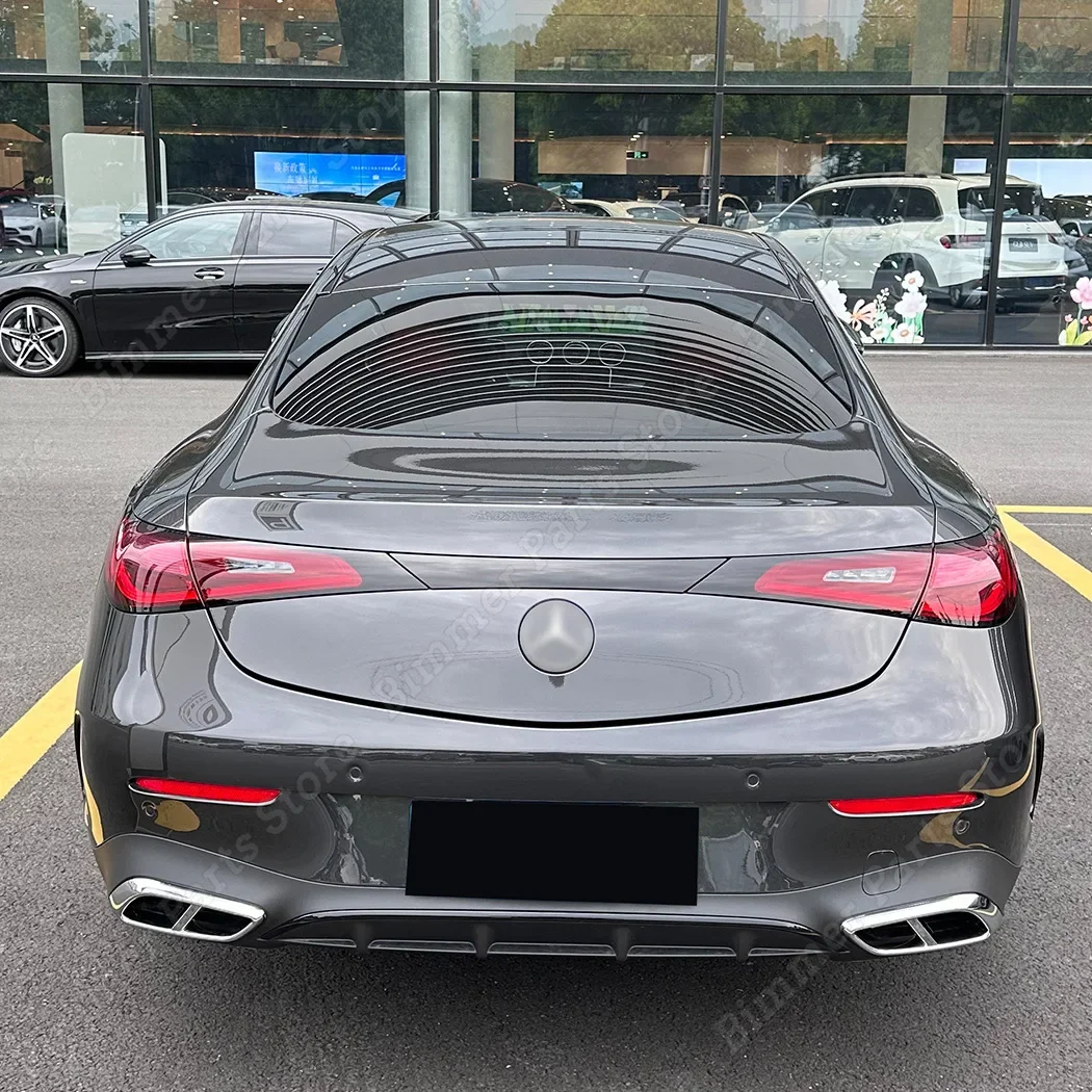 메르세데스 벤츠 CLE 쿠페 C236 2024 + AMG 하부 머플러 스티커 수정 글로스 블랙 용 자동차 후면 4 배기 테일 파이프 프레임