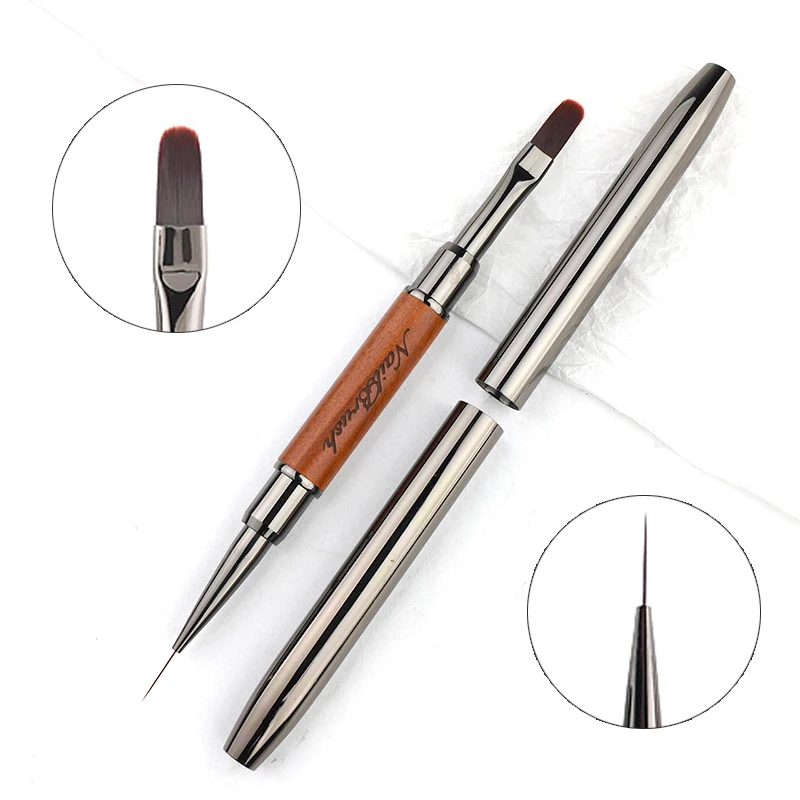 Dual-ended Nail Brush Acrylic Nail Art Brushes Professional UV Gel Polish Liner Flower Painting Drawing Manicure Tools 1PC