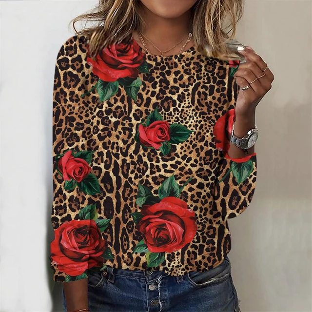 جديد المرأة تي شيرت الصيف موضة كم طويل تيز بلايز ثلاثية الأبعاد طباعة س الرقبة عادية تي شيرت للنساء البلوز تيز ملابس فضفاضة 2