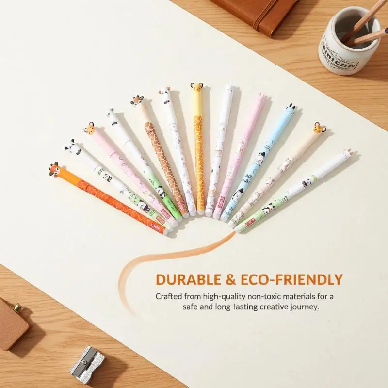 6/8/10Pcs Cute Writing Tools Animal-Shaped Erasable Pens For Journaling Writing Office Supplies Gift Ideas Office Stationery - 4