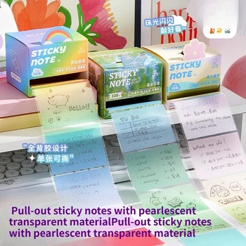 Blocco Note Adesivo Estraibile con Materiale Trasparente Perlato, Elegante Blocco per Appunti, Staccabile Senza Lasciare Segni