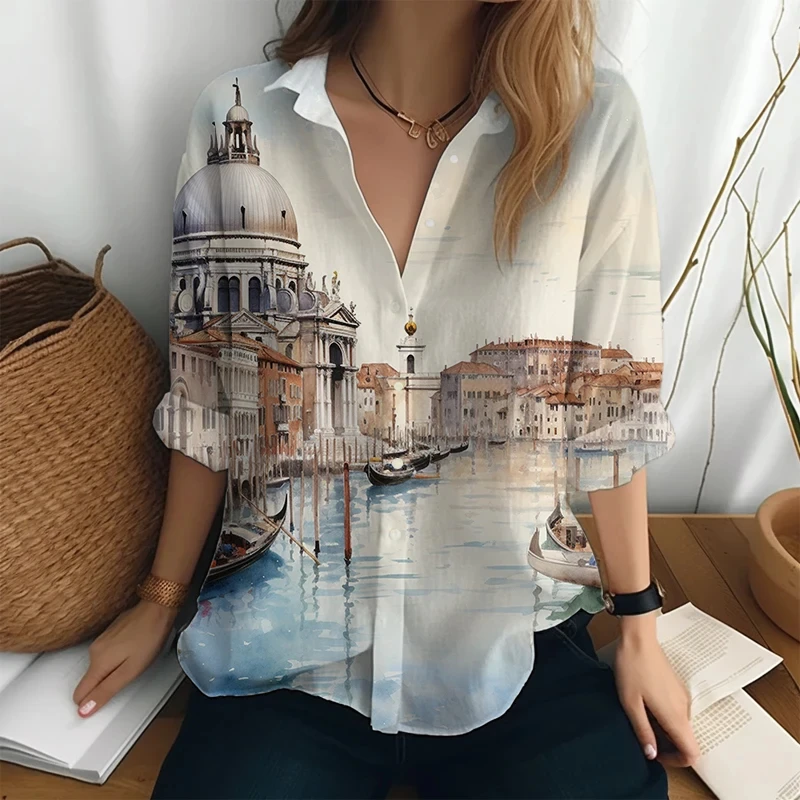 Long Sleeve Casual Shirts Autumn New Shirts Street Loose Shirts Fashion Button Lapel Shirts House 3D Printed Shirts Clothes