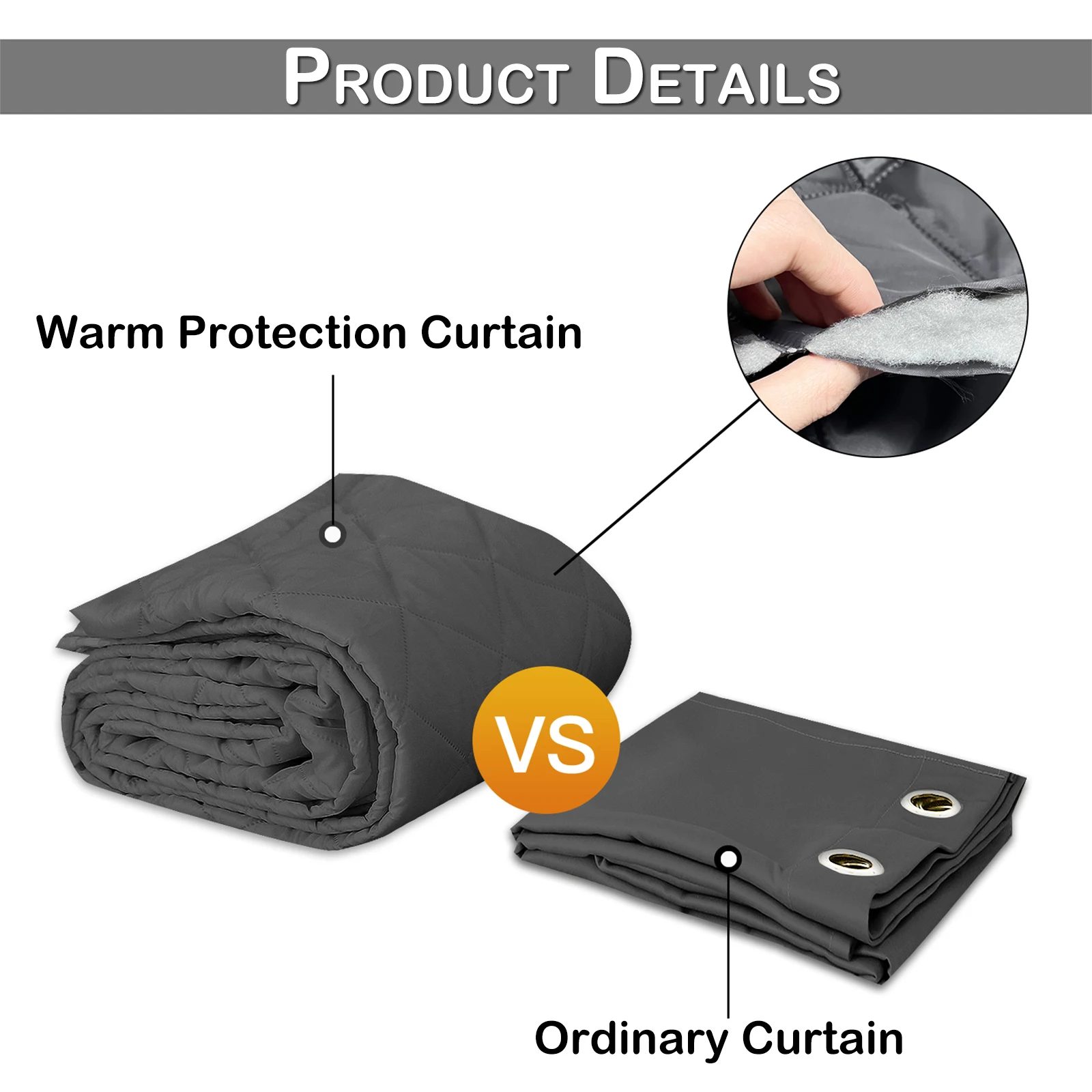 Quilted Blackout Curtains Heavy Duty Noise Reducing Thermal Insulated Drapes Liner Anti-cold Rod Pocket for Living Room Bedroom 6
