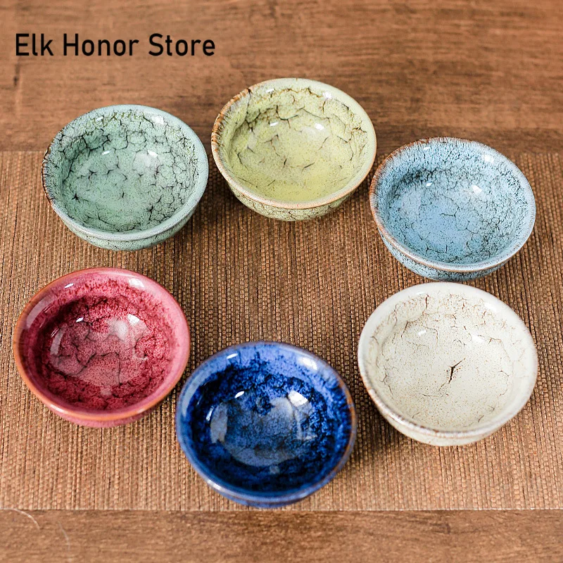 Tea Cup 45ml Household Ceramic Kiln Change Master Cup Tasting Satin Blue Water Tea Bowl Jianzhan Teahouse Cha Teaware