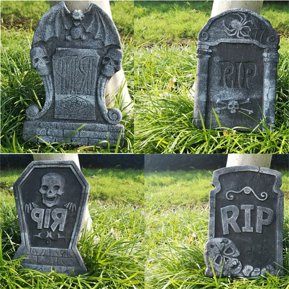 Halloween Decoration Foam Skeleton Tombstone With RIP Letters Grave Bat Horror House Props Rip Tombstone Props Party Supplies 1