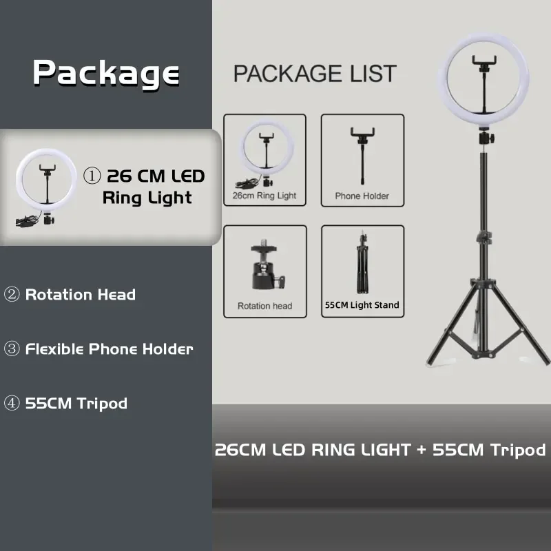 10” Dimmable LED Ring Light with Tripod – Selfie, Makeup, Studio Lighting 19 Se1db890f149344418993b78ffbcaeb50m