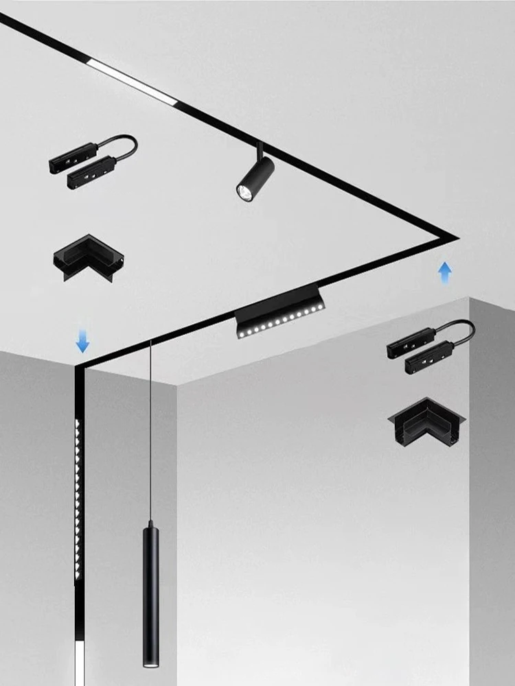 Magnetic Track Light System Suit 15/20/35 type Track Accessories Livingroom Magnetic Rails Fixtures Attachment DC48V Spotlights 6