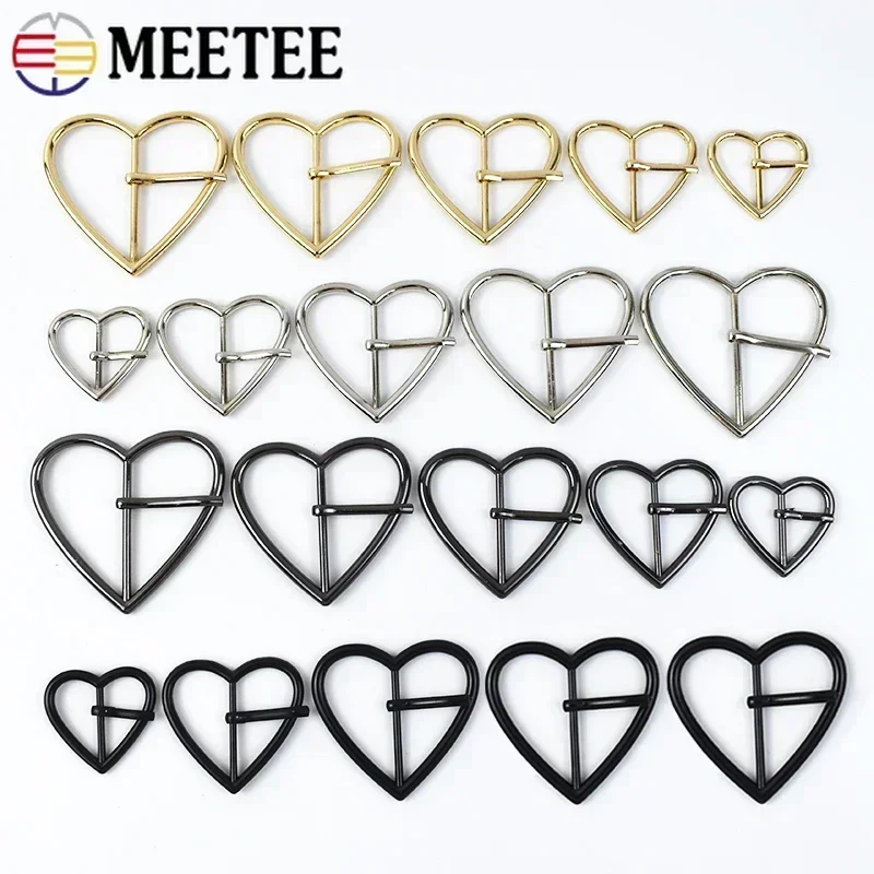 

5/10Pcs Meetee 20-40mm Metal Heart Belt Pin Buckles Bag Strap Webbing Adjuster Clasp Dress Coat Ring Hook DIY Hardware Accessory