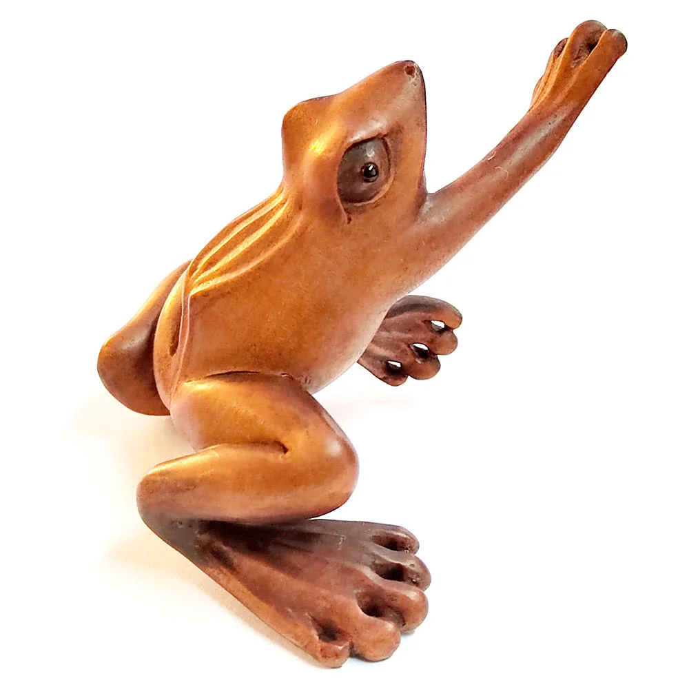 

Y8763- 20 Years Old 7x8x6 CM Hand Carved Boxwood Carving: Vivid Frog