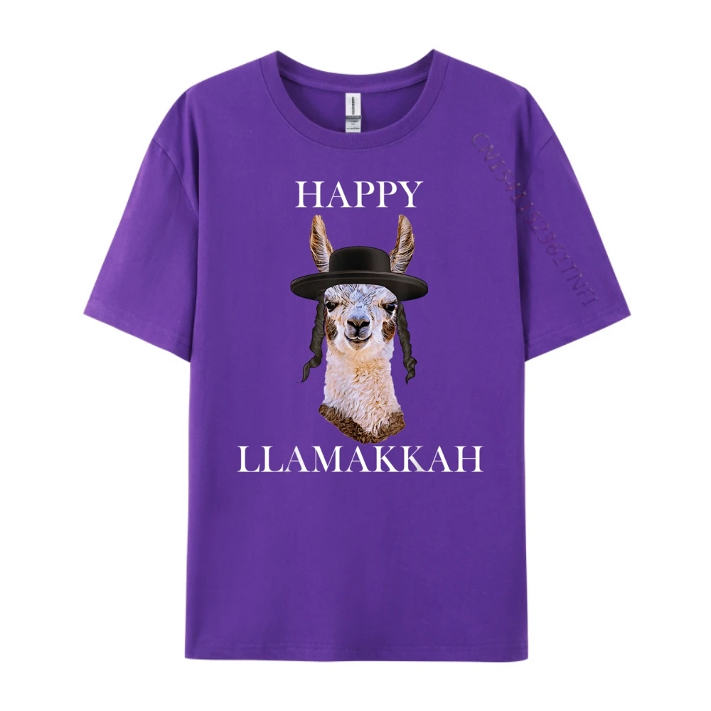 Happy Llamakkah_C17598 Graphic Tees Short Sleeve Gift Idea 100% Cotton Christmas Crewneck T Shirt Group T-shirts Classic Happy Llamakkah_C17598 purple