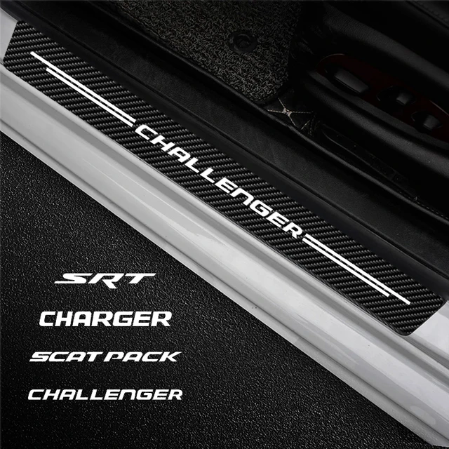 4 Teile/satz Für Dodge Challenger Carbon Faser Leder Auto Styling Vinyl Einstiegsleisten  Aufkleber Auto Schwelle Schutz Aufkleber - AliExpress