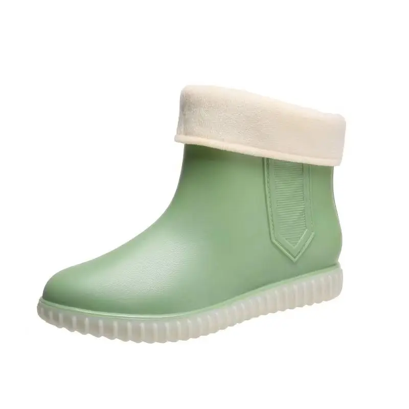 2023 New Women's Rain Boots Free Shipping Waterproof Ankle Garden Work Rubber Shoes Plush Socks Kitchen Work Shoes Rubbers Shoes