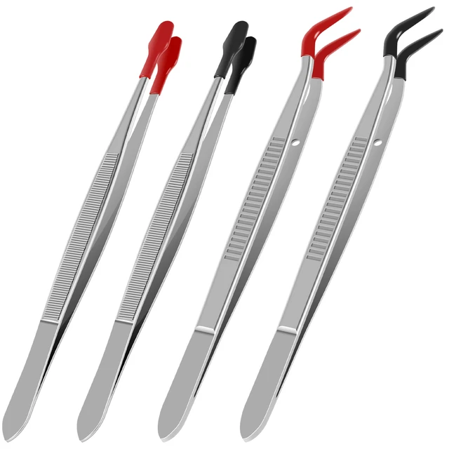 4 Pcs Craft Tweezers Stainless Steel Precision Tweezer Set for