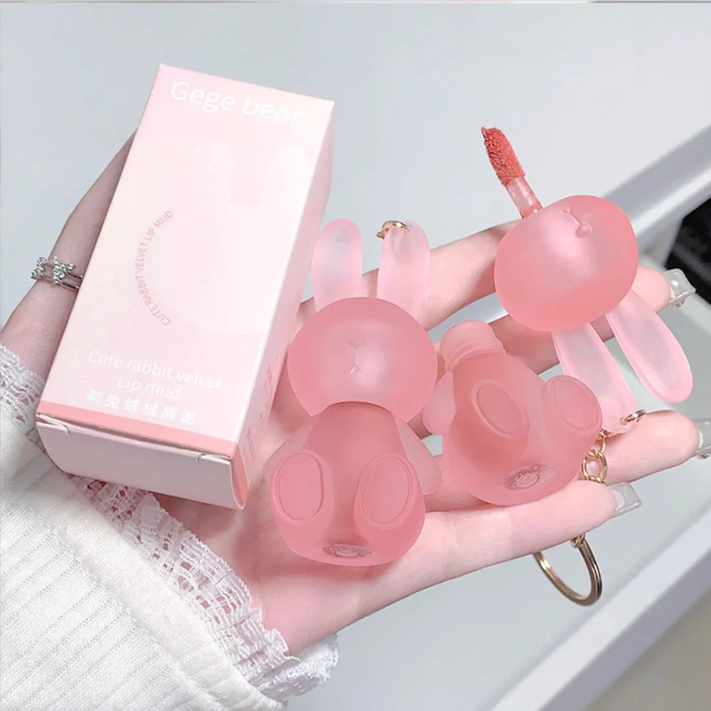 Lip Glaze Gege Bear Rabbit Matte Velvet Lip Clay Long lasting Color Non drying Lipstick