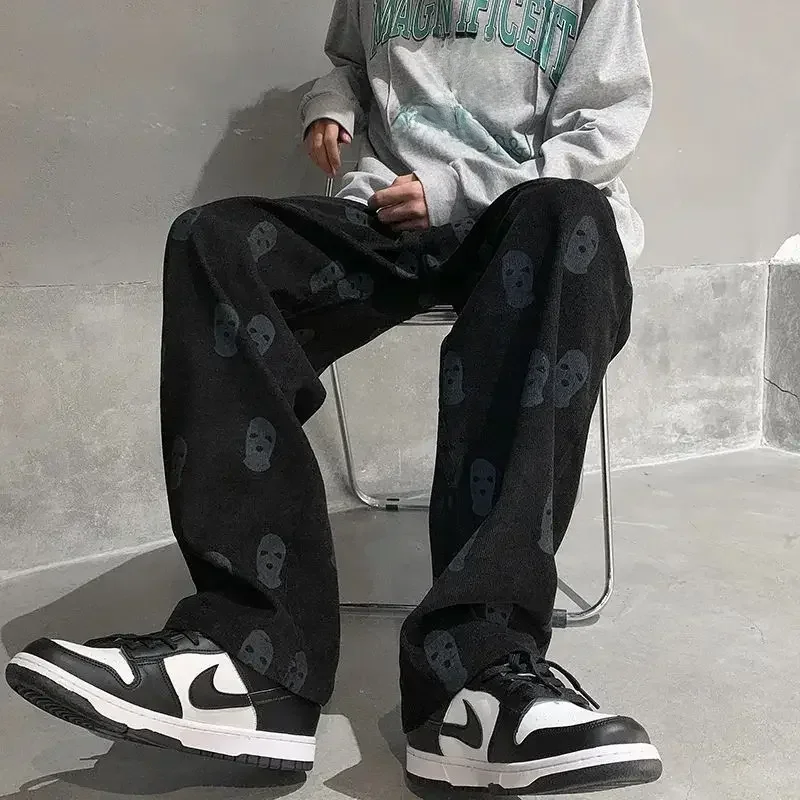 American style straight leg work pants pink Pacific West Coast fashionable corduroy casual pants mopping the floor men pants