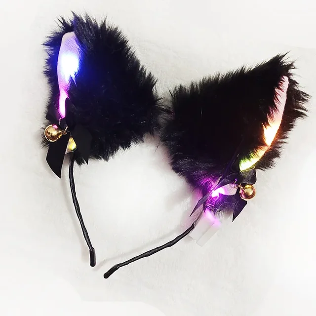 LED Faux Fur Cat Ears Headband 4