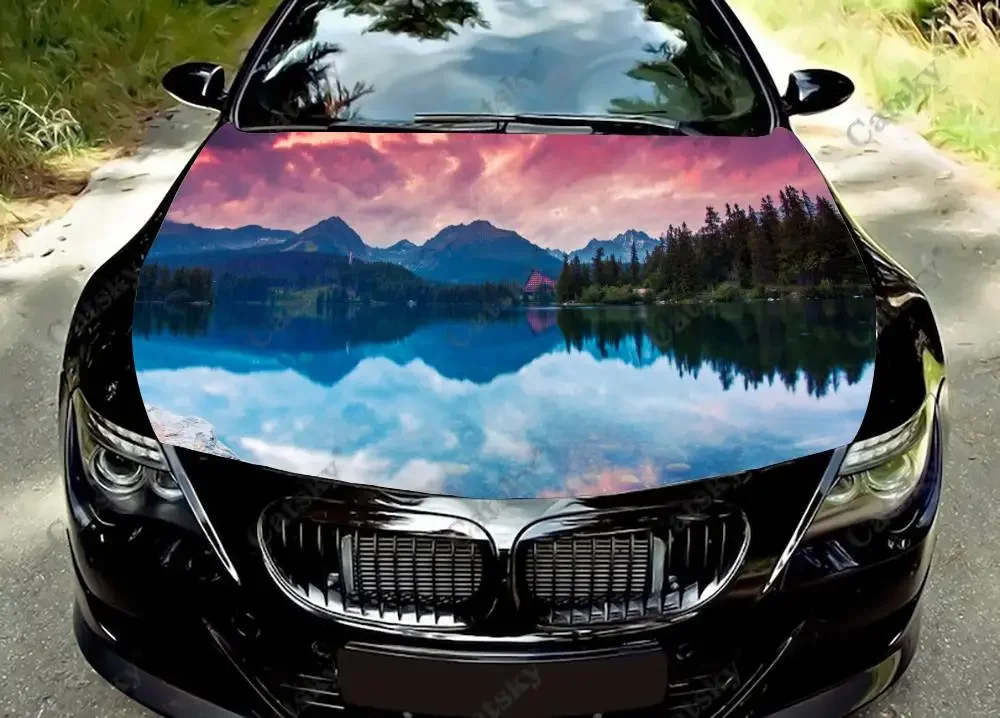 

Custom Forest Lake Car Accessories Hood Vinyl Sticker Wrap Engine Cover Decal Sticker Full Graphic Fit Any Car Protective Film