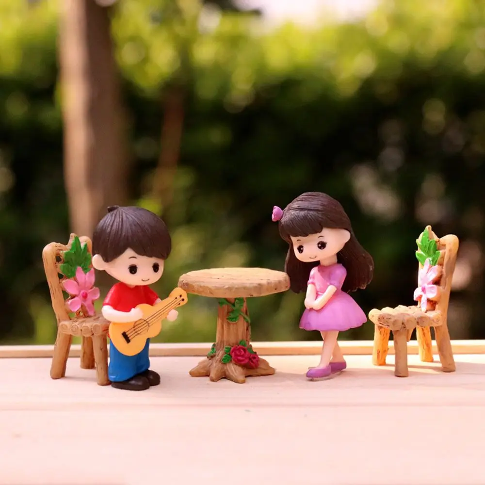 Miniature Ornament Miniature Couple Ornament Miniature Figurines Resin Crafts Accessories Resin Ornaments Resin Crafts Ornament Crafts 2pcs/set Boy Girl Guitar Lovers Couple Figurines Craft Resin Wedding Dolls Accessories Home Decor