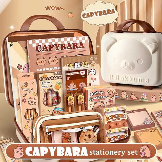 カワイイカピバラ文房具セット、かわいい定規、鉛筆、ペンケース