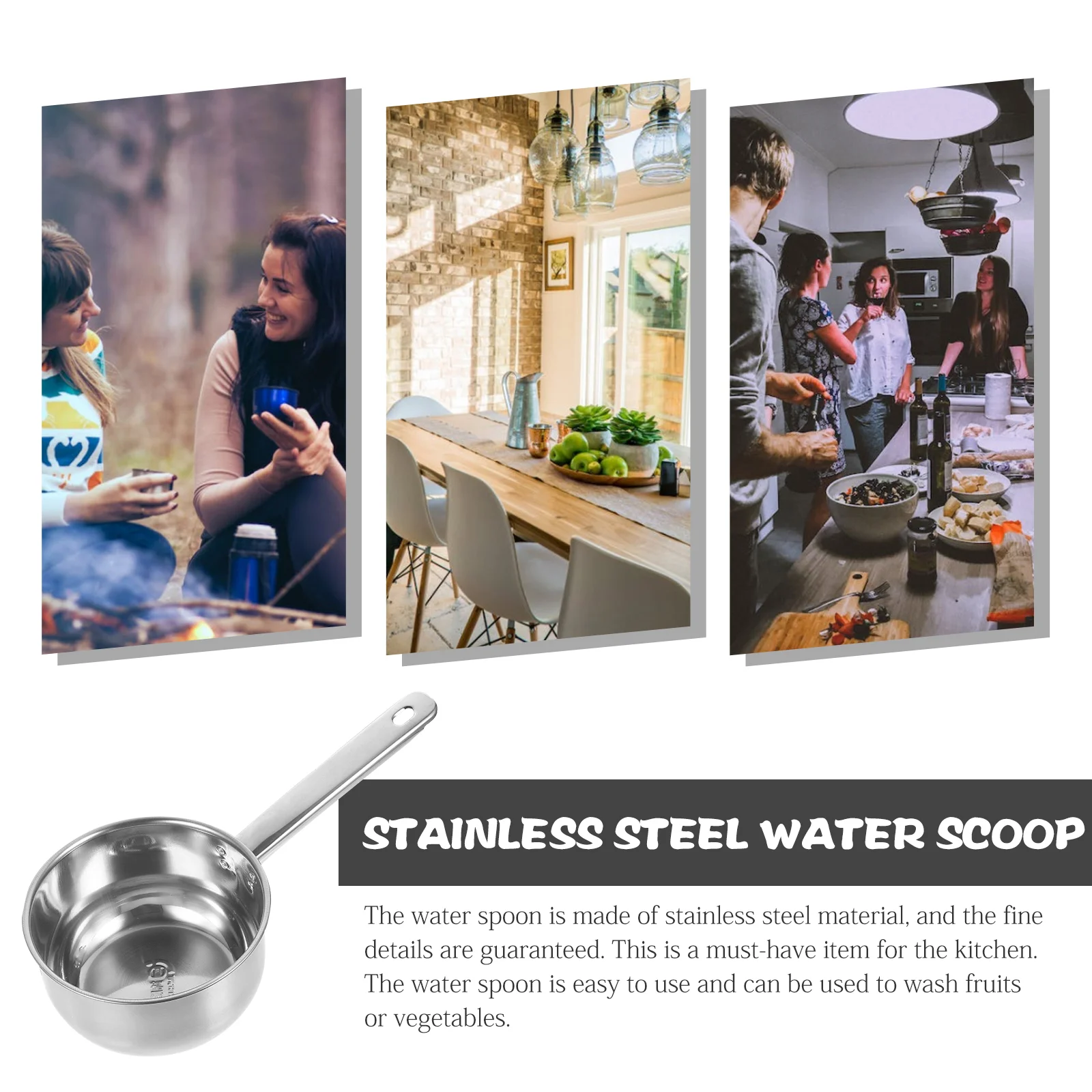 Long Handle Stainless Steel Ladle Soup Spoon Water Scoop Kitchen Gadgets Pot Tools Household Water Ladle Dining Bar