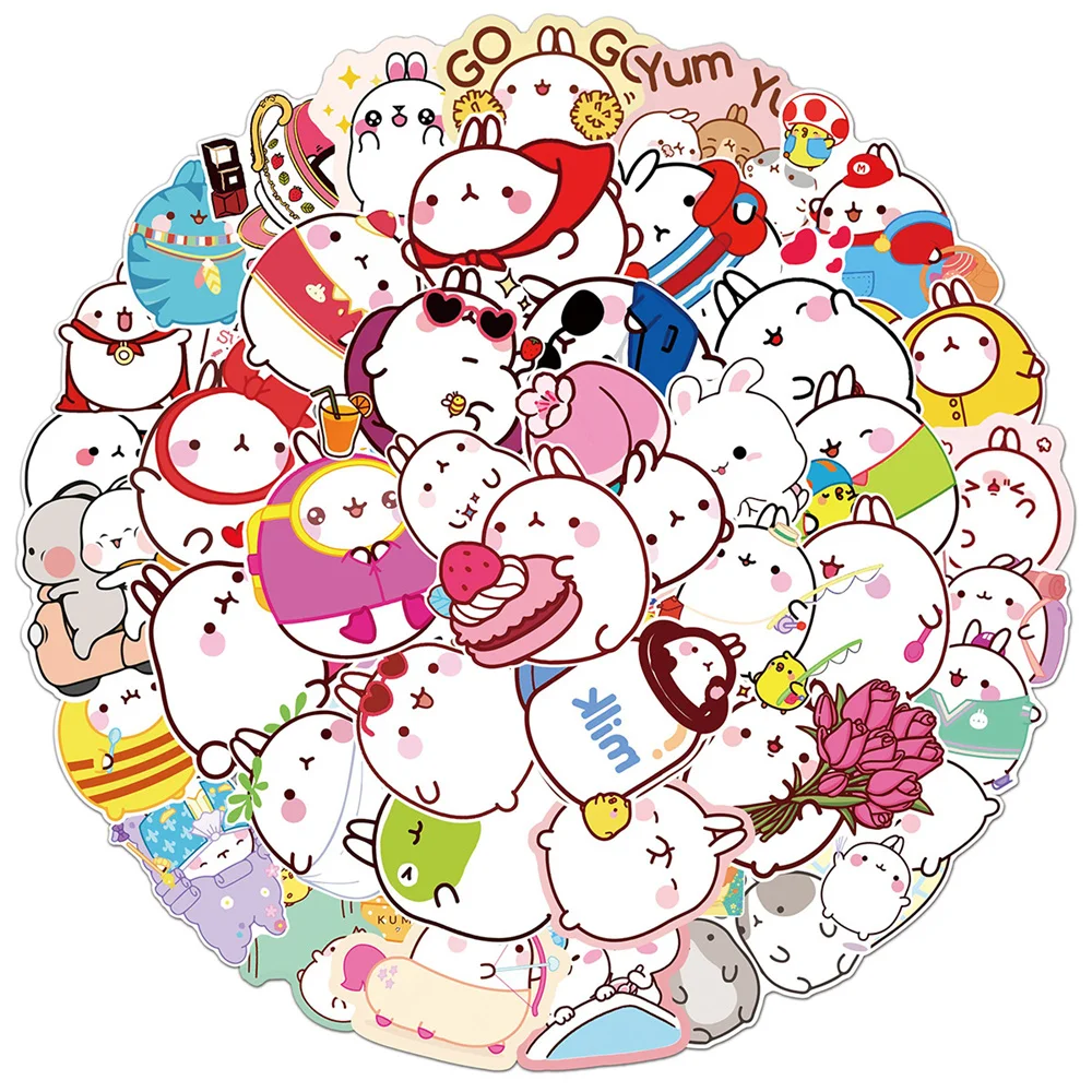 

10/30/50PCS Cute Cartoon Round Rolling Rabbit Graffiti Waterproof Sticker Refrigerator Skateboard Water Cup Decoration Wholesale