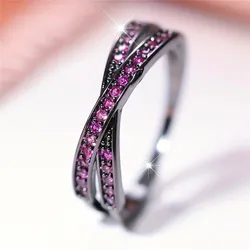 Elegant Green Zircon Stone Ring in Black Gold for Women - Perfect Engagement or Wedding Gift (Red)